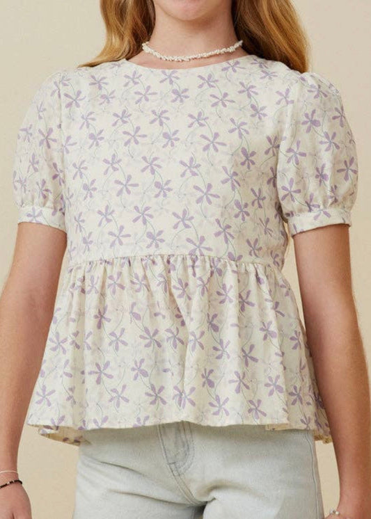Floral Print Puff Sleeve Top