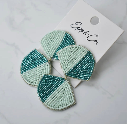 Teal Double Fan Earrings