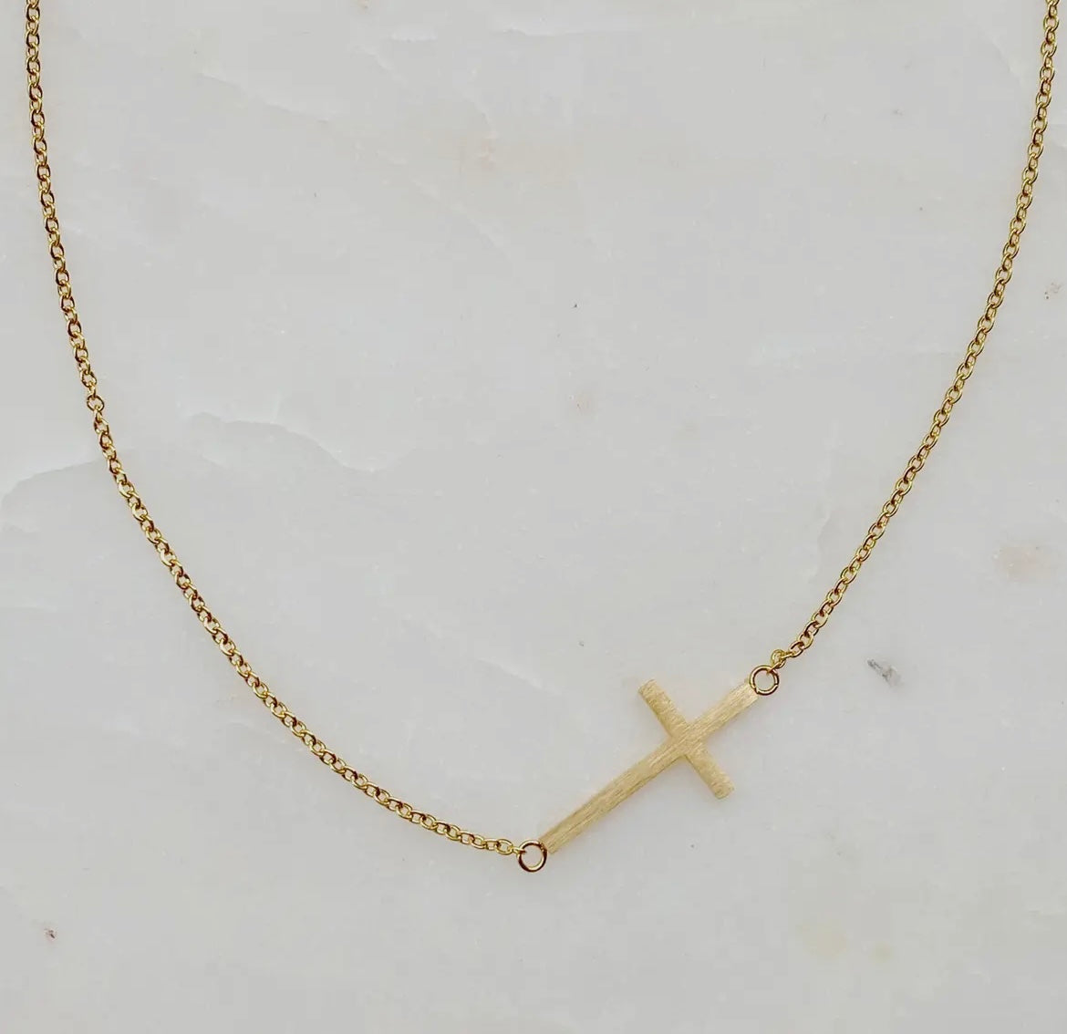 Kayla Sideways Cross Necklace- Gold