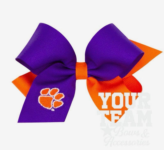Two tone Clemson Bow