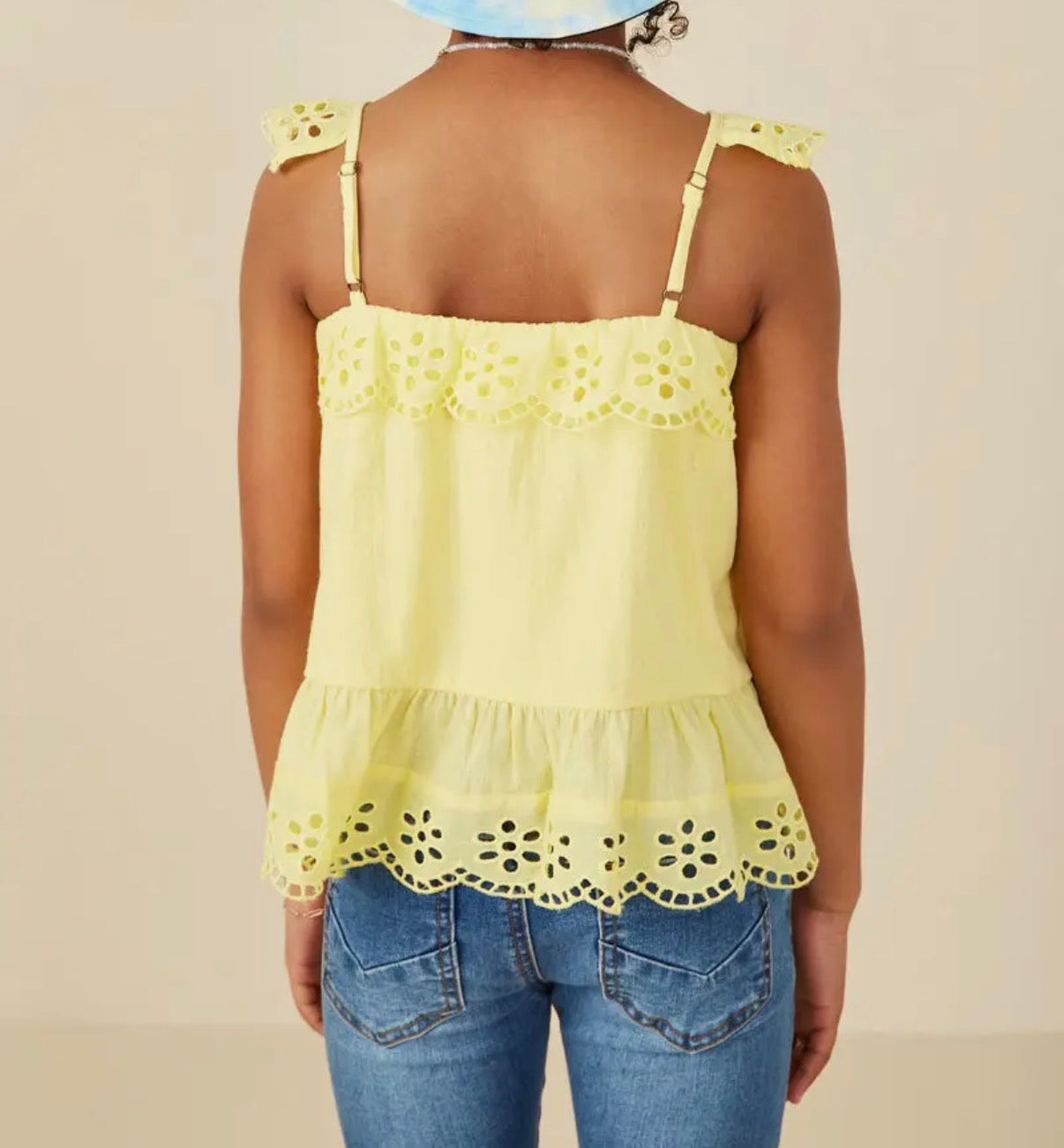 Scalloped Eyelet Ruffle Tank