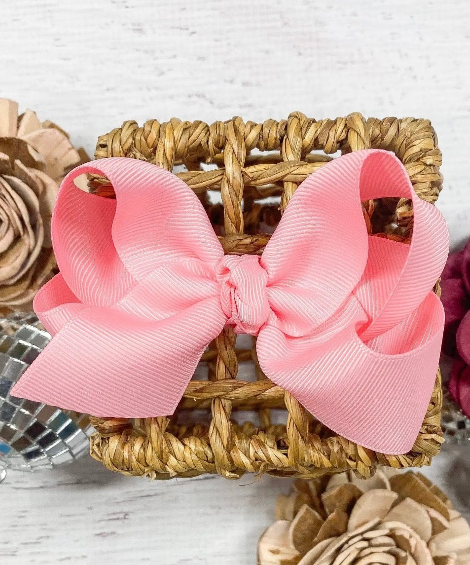 4” Pink Bow- Clip