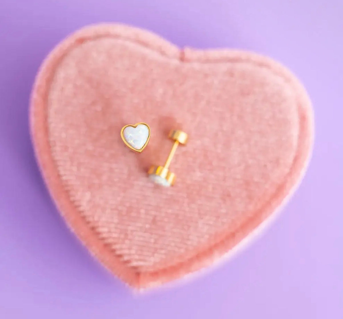 Opalite Heart Studs