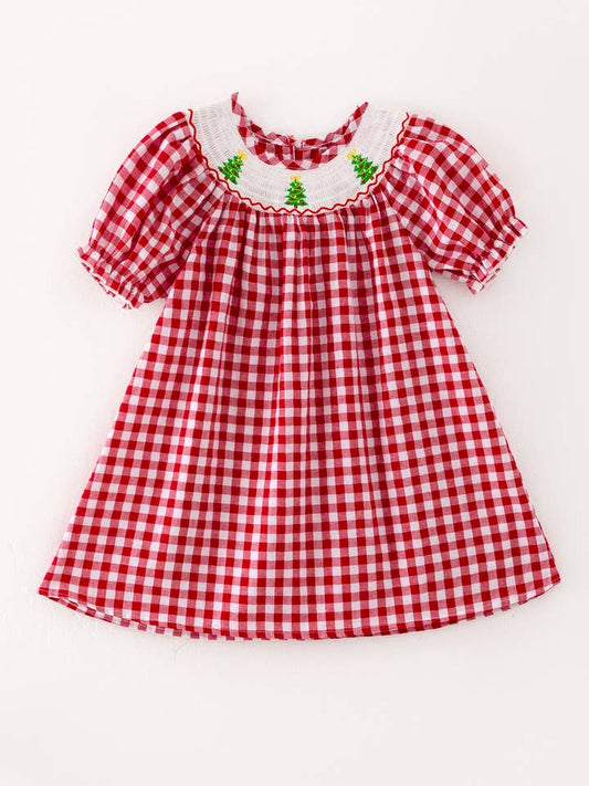 Christmas Tree Red Plaid Dress