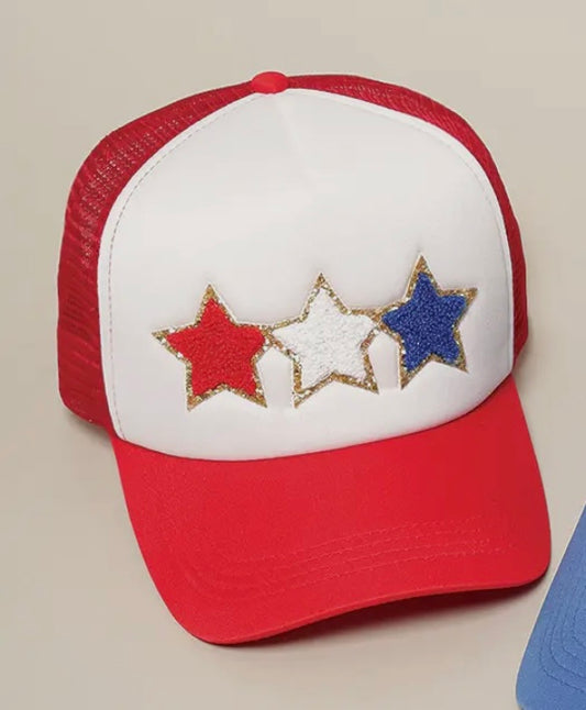 Red, White, and Blue Star Patch Hat