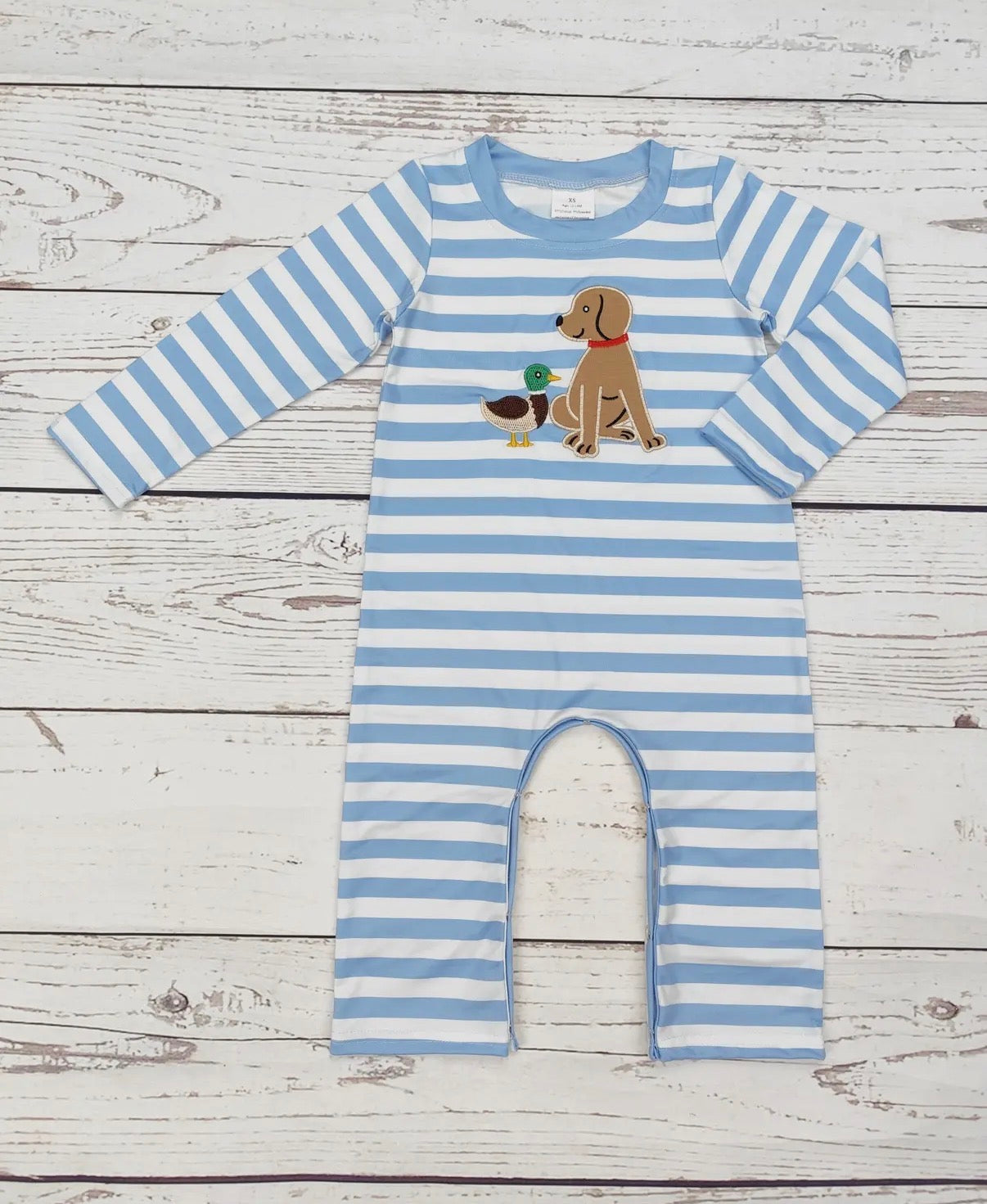 Dog and Duck Striped Romper