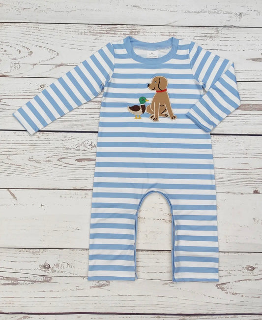 Dog and Duck Striped Romper