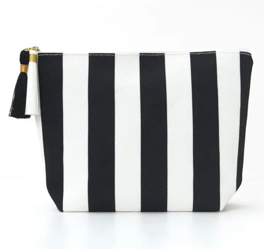 Black and White Striped Tassel Bag