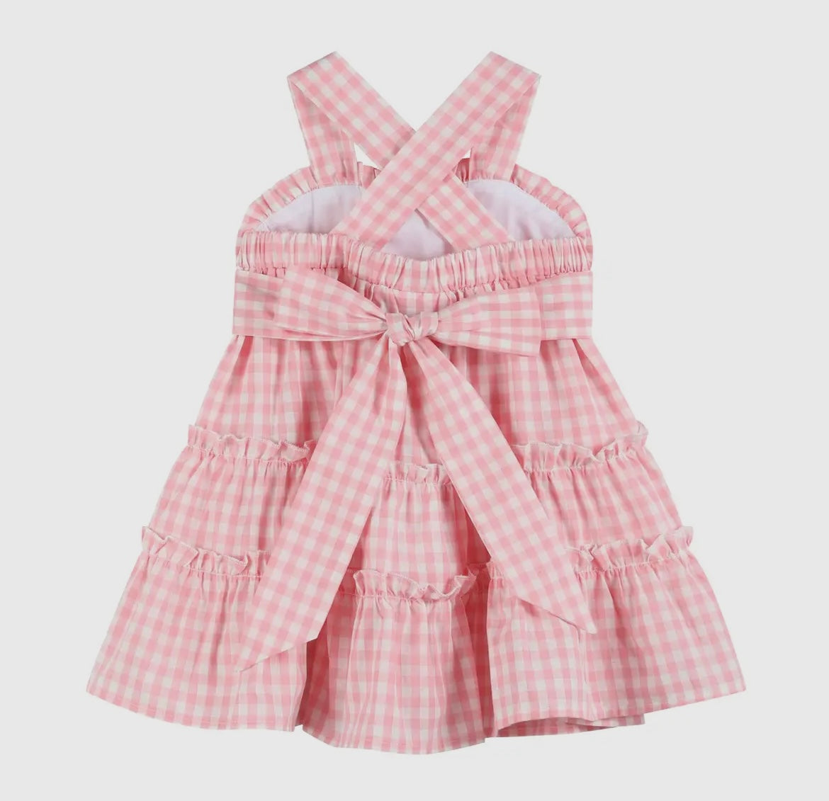 Pink Gingham Tiered Dress