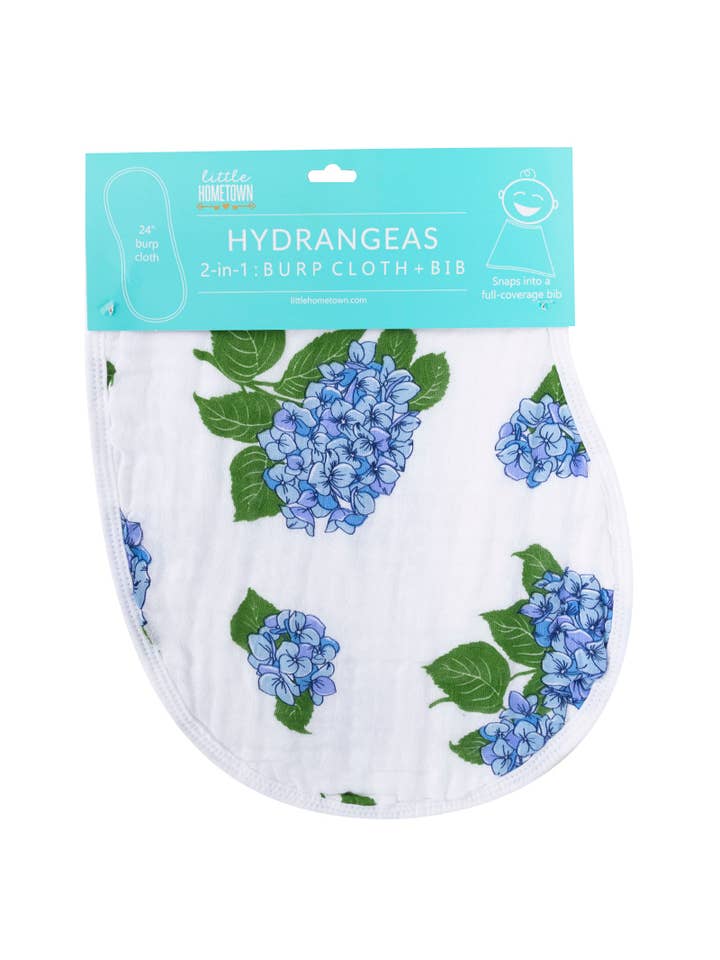 Hydrangeas 2N1 Burp Cloth/Bib