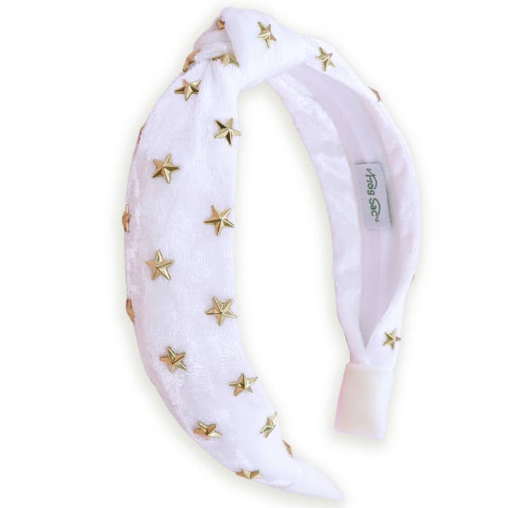 Whtie Velvet Star Studded Headband