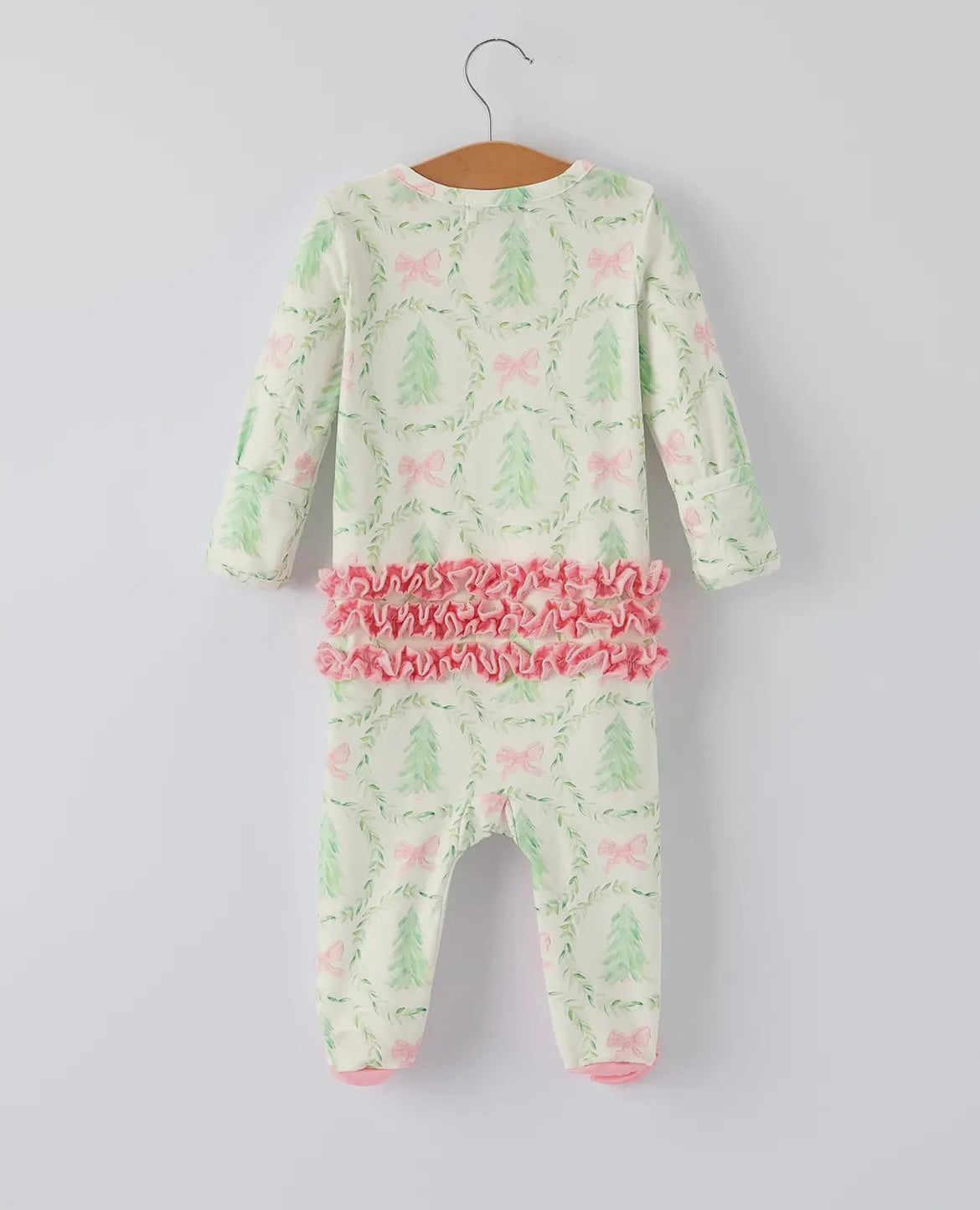 Watercolor Christmas Tree Ruffle Romper