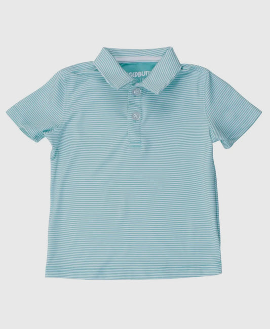 Marine Green Striped Performance Polo