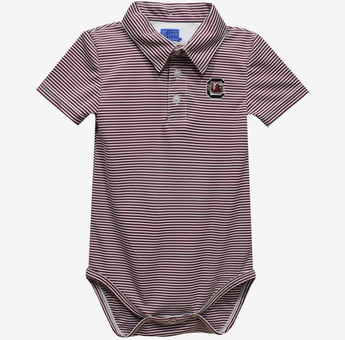 Striped Gamecock Polo Onesie