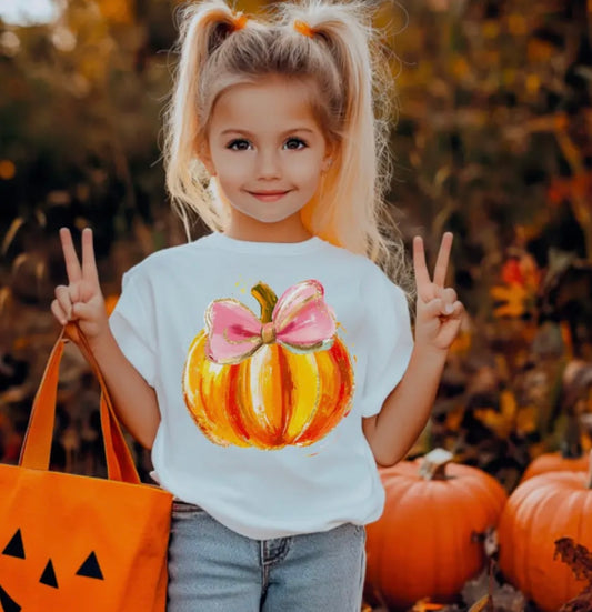 Pumpkin Coquette Bow Tee