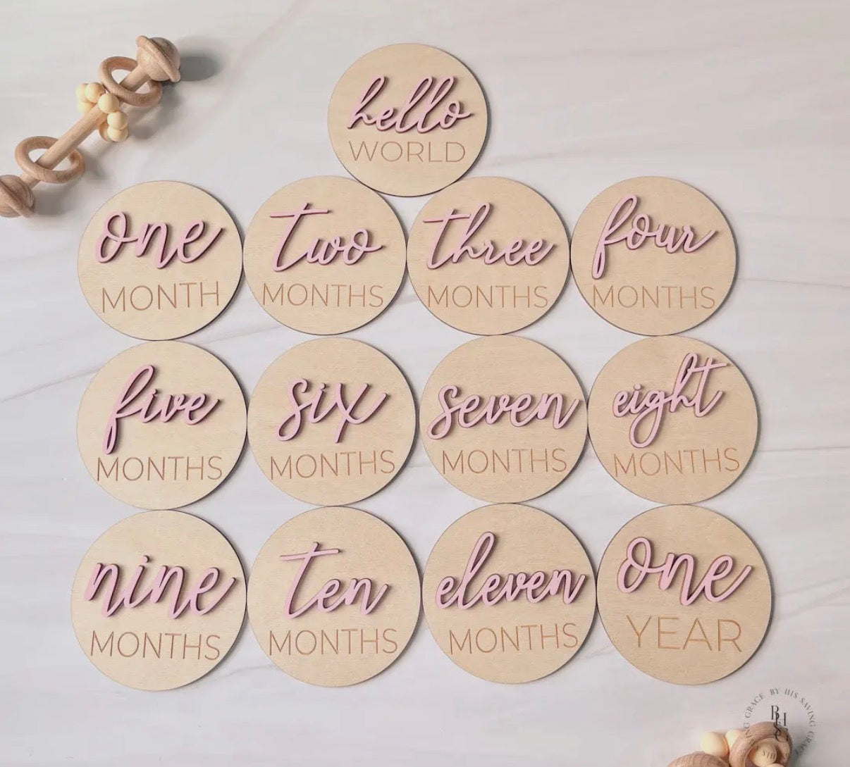 3D Monthly Milestone Discs- Pink