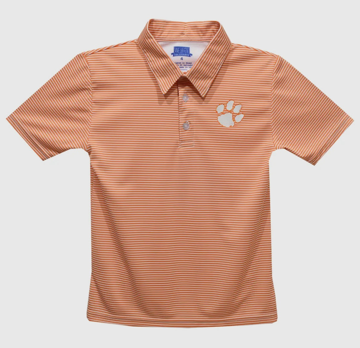Striped Clemson Embroidered Polo Shirt