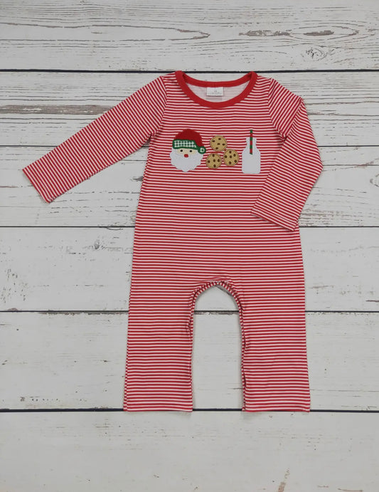 Striped Santa Milk and Cookies Romper