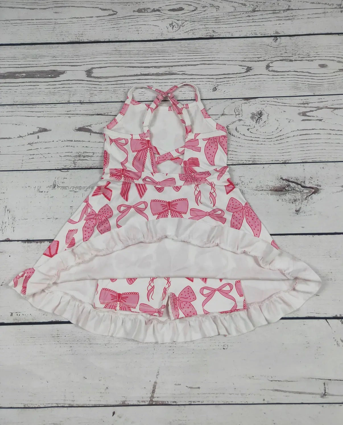 Bow Print Athletic Dress w/ Built in Shorts