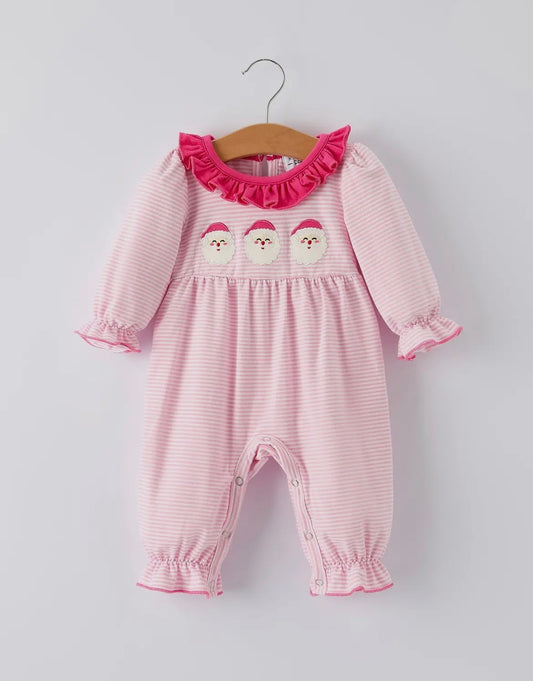 Pink Striped Santa Romper