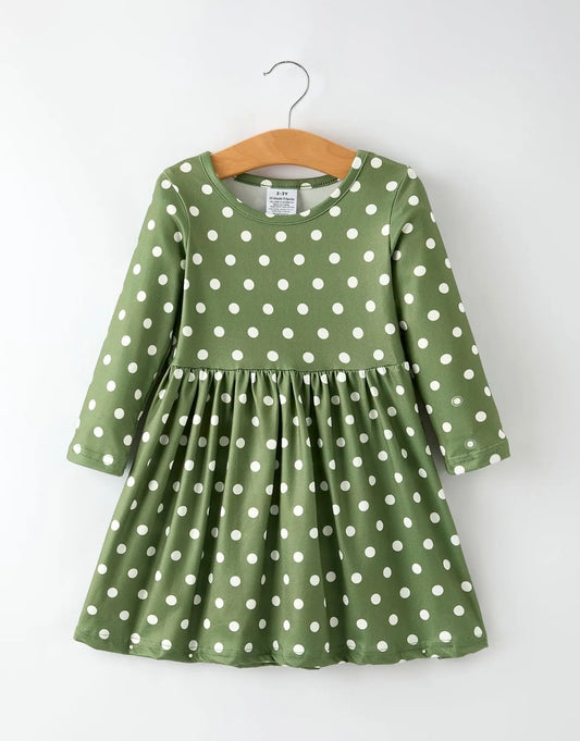 Green Polka Dot Twirl Dress