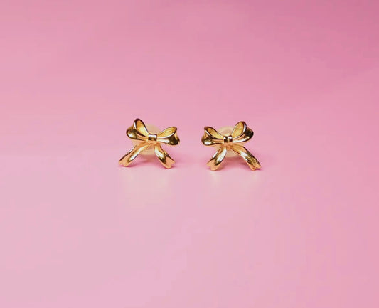 Gold Bow Studs