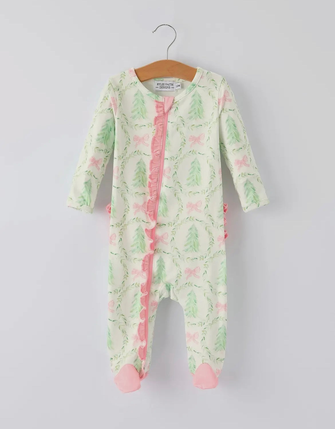 Watercolor Christmas Tree Ruffle Romper