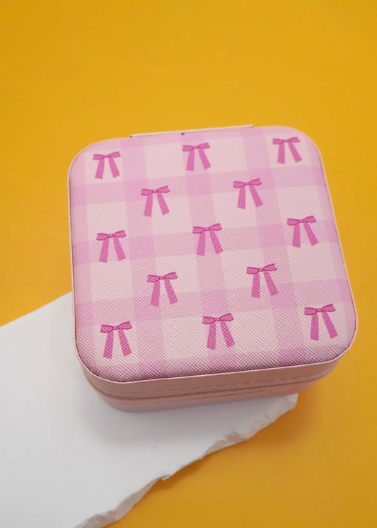 Jewelry Travel Box- Light Pink Bows