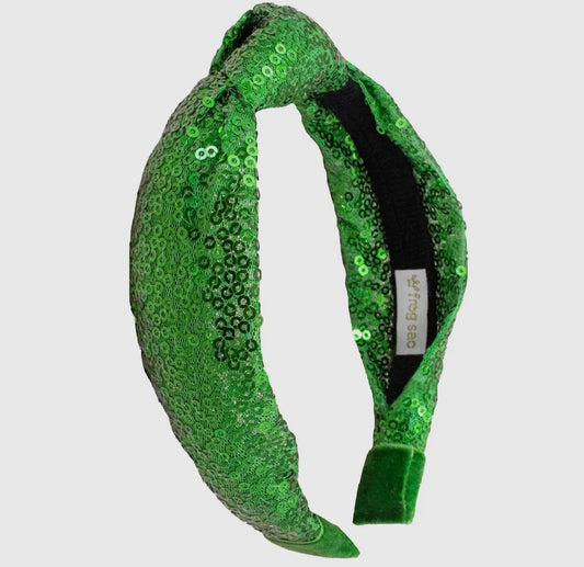 Green Sequin Knotted Headband