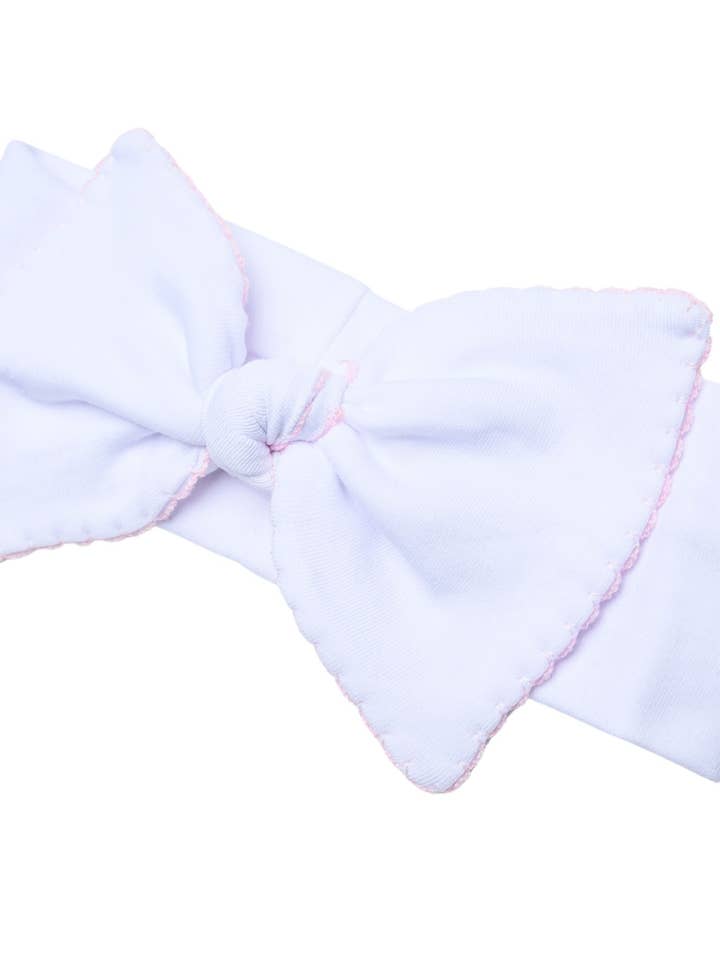 Pink Trim Fabric Headband Bow