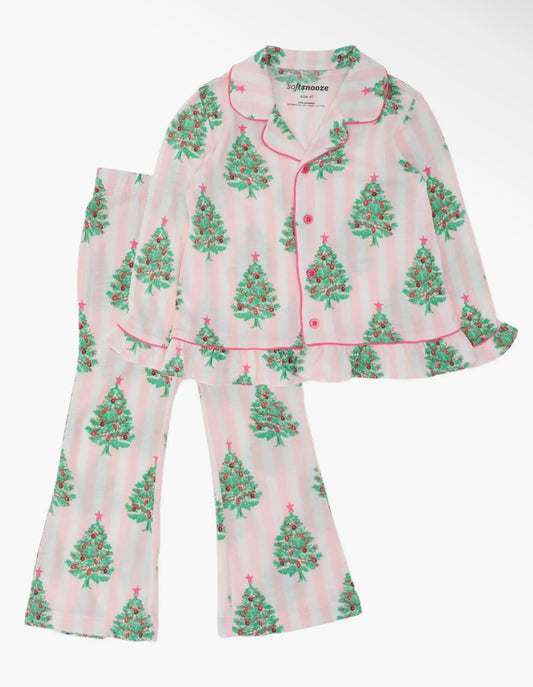 Blushing Pines Button Up Flared Pajamas