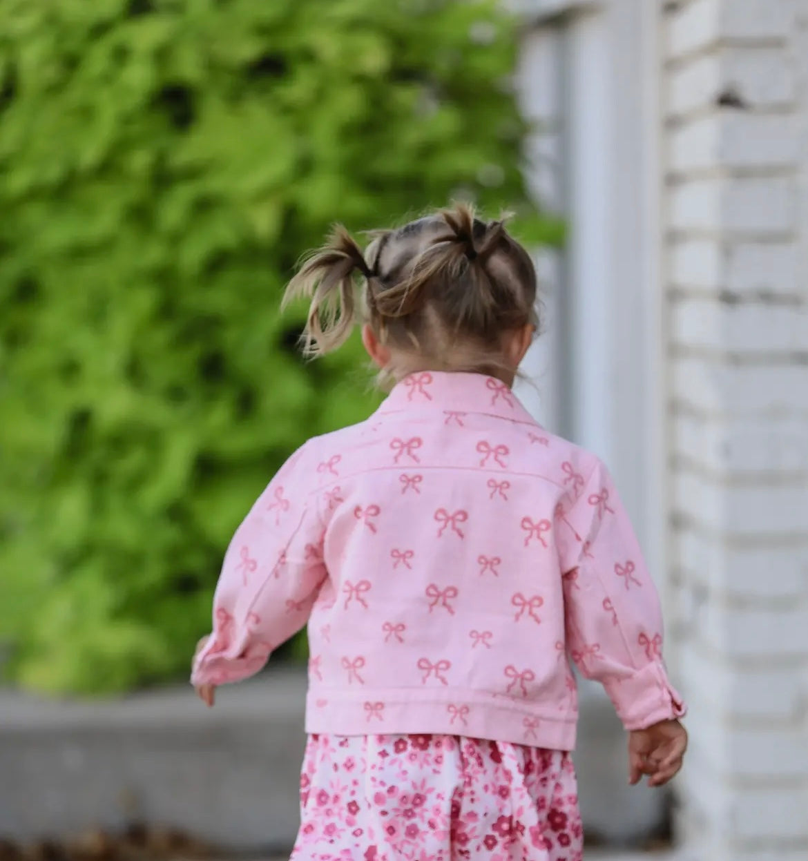 Pink Denim Bow Print Jacket