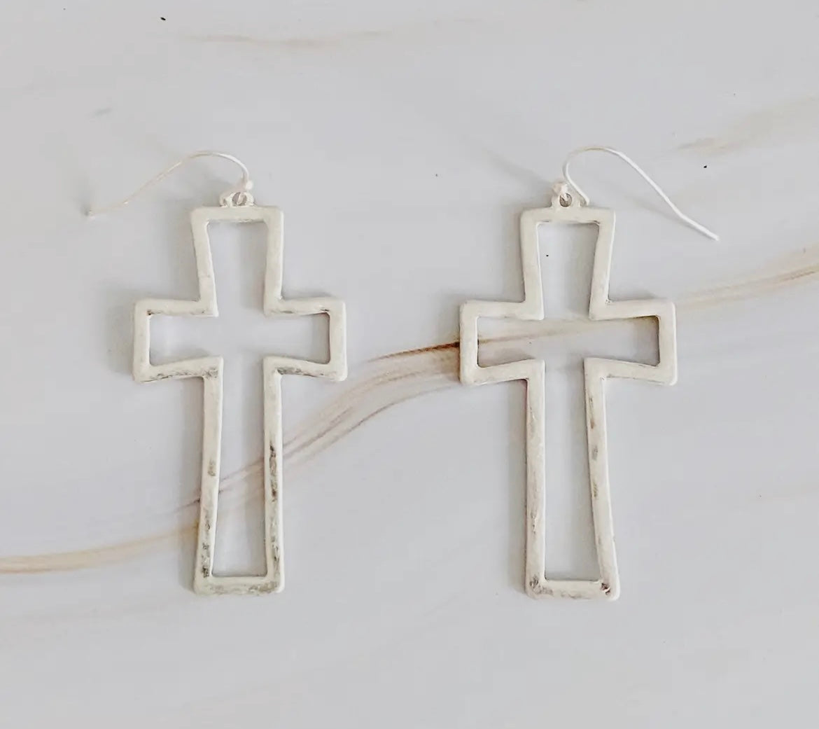 Dangle Cross Outline Earrings