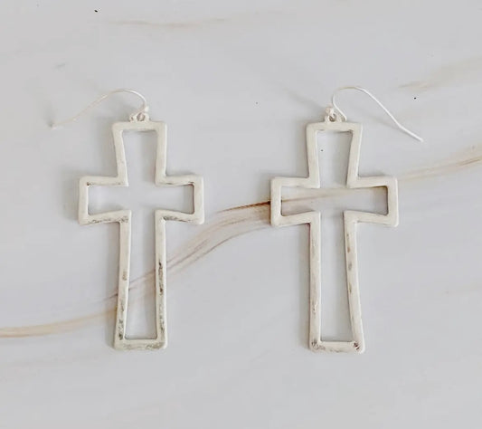 Dangle Cross Outline Earrings