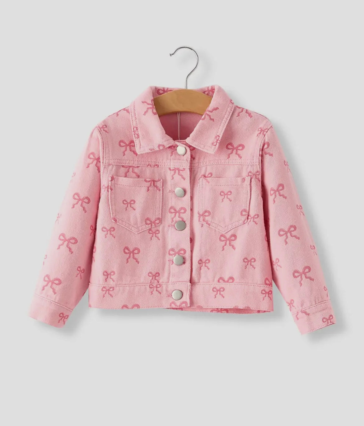 Pink Denim Bow Print Jacket