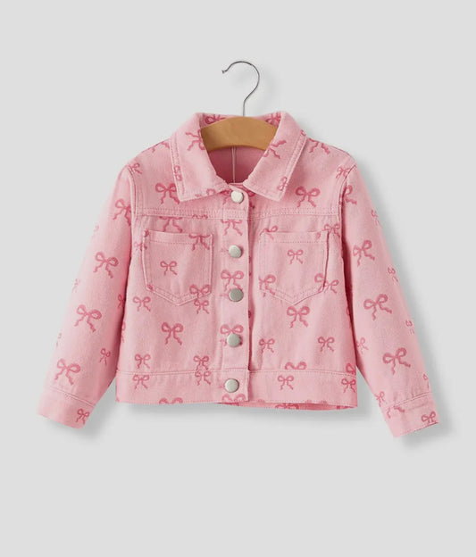 Pink Denim Bow Print Jacket