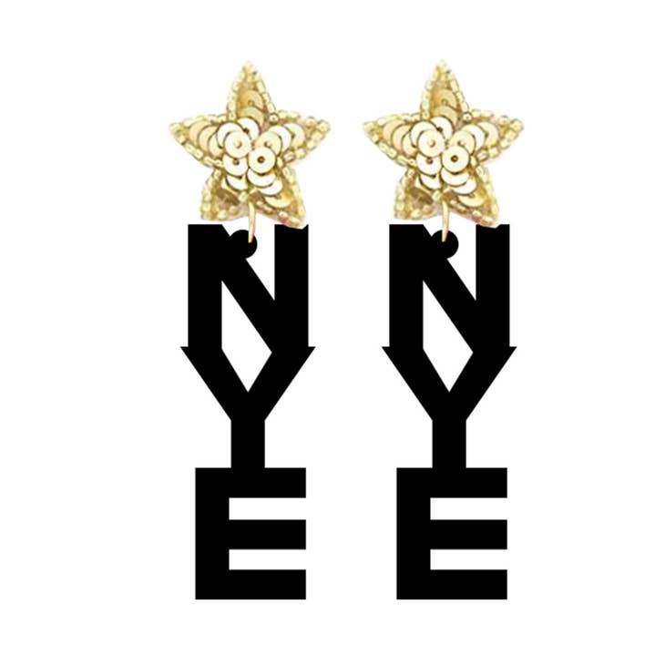 Black Acrylic New Years Eve Earrings