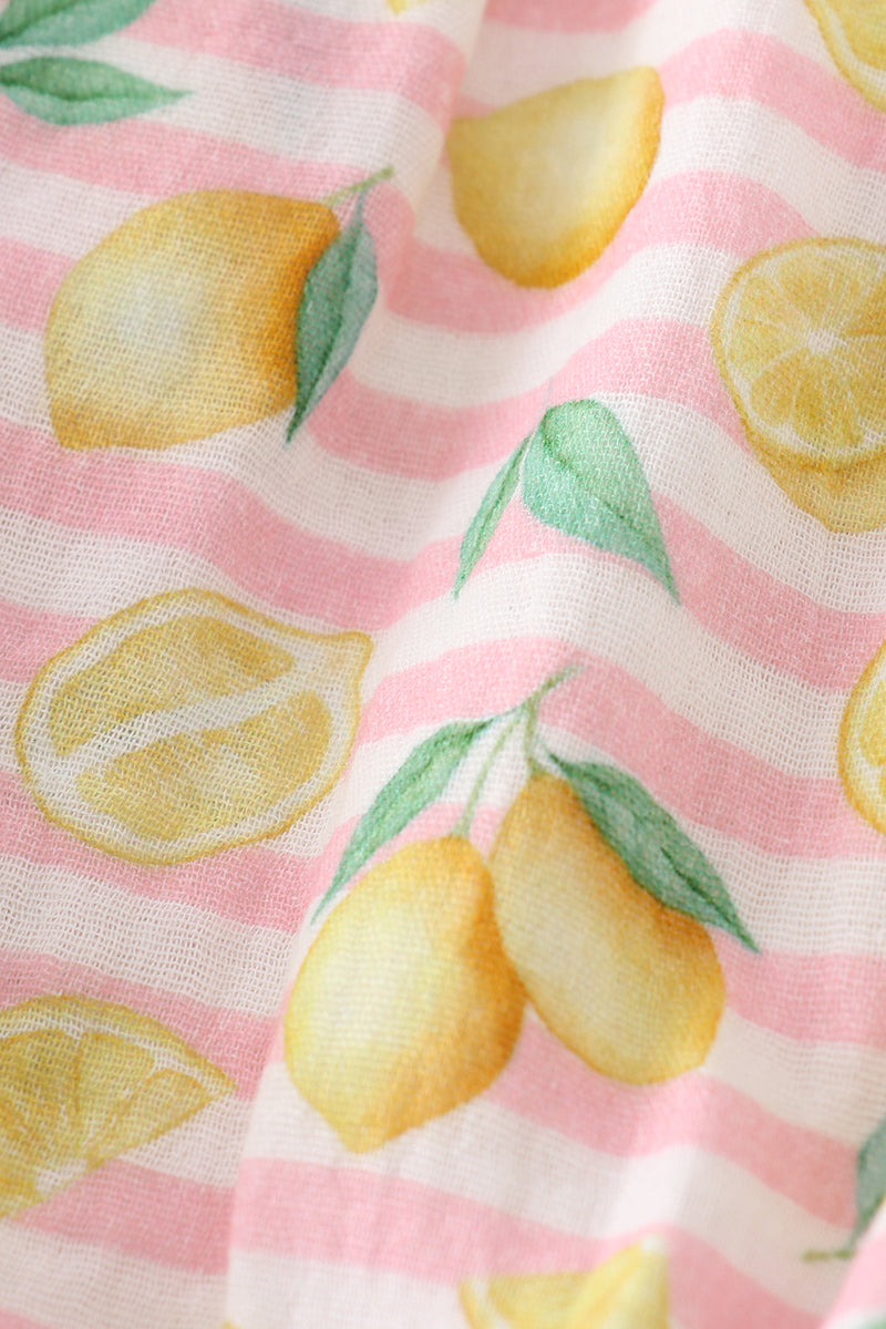 Premium Pink muslin stripe lemon bubble