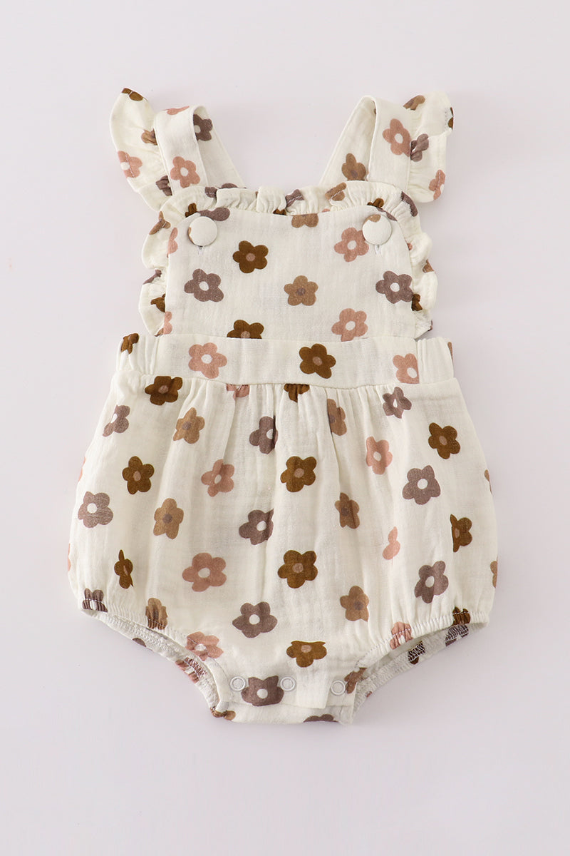 Premium Khaki muslin floral bubble