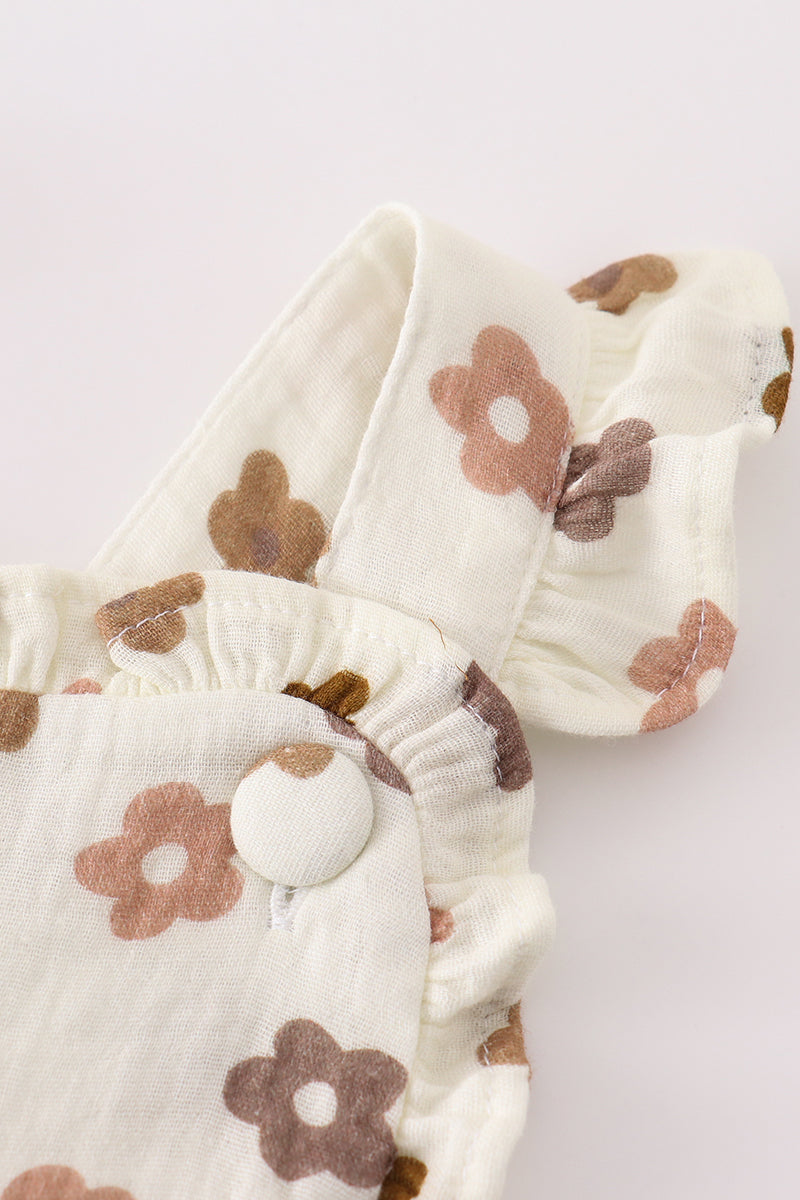 Premium Khaki muslin floral bubble