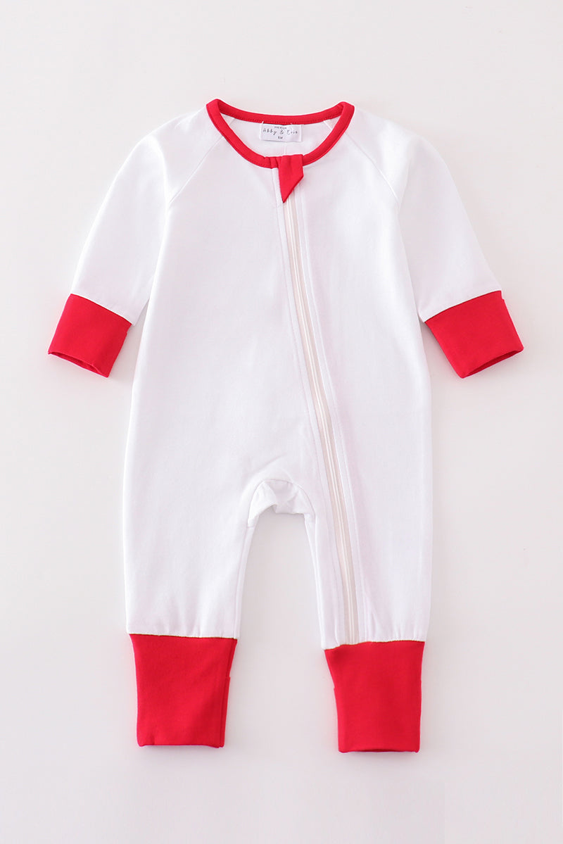 Premium White zip boy pajama romper