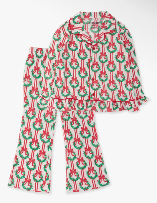 Deck the Halls Button Up Flared Pajamas