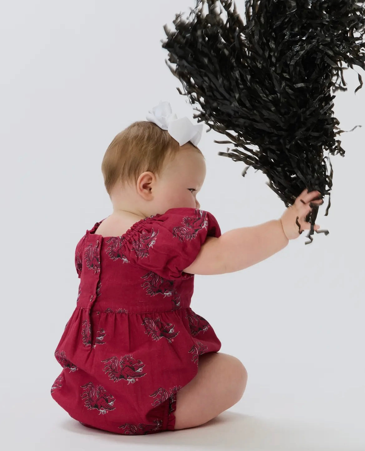 Garnet Gamecock Puff Sleeve Romper