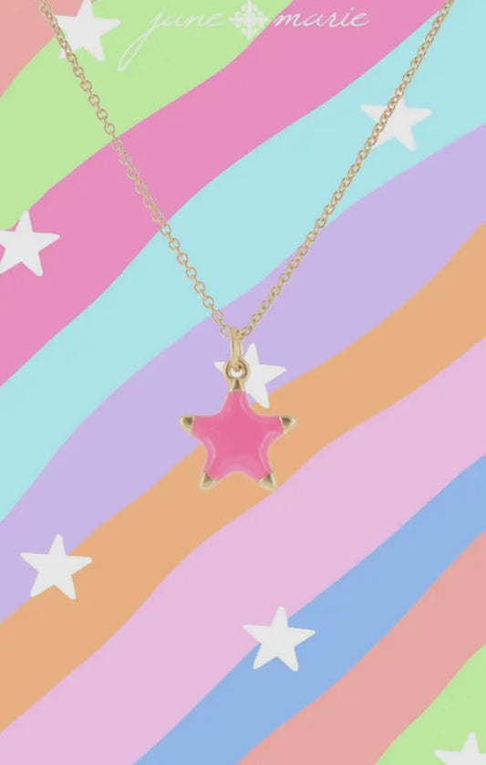 Kids Pink Enamel Star Necklace