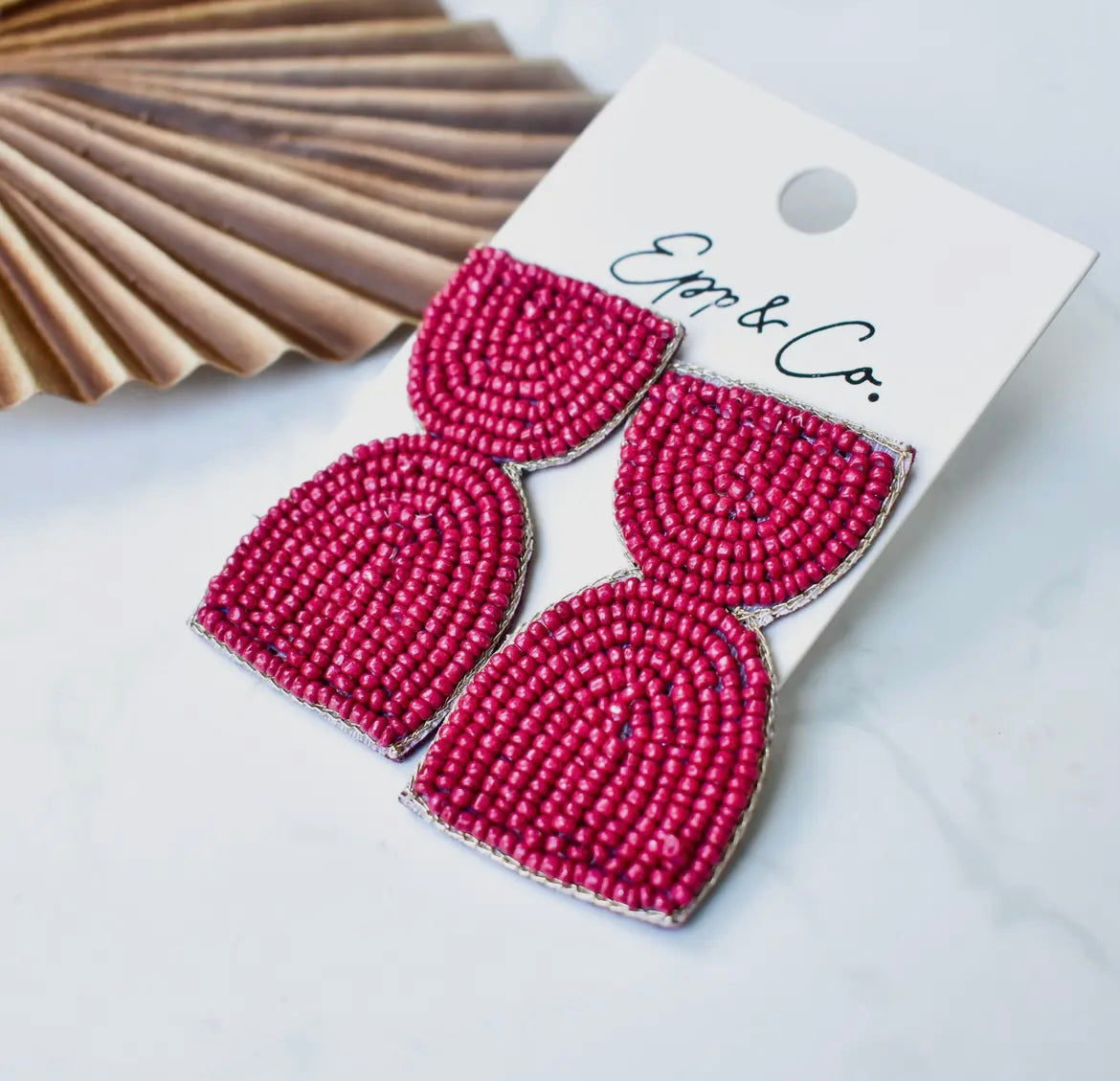 Raspberry Geo Drop Earrings