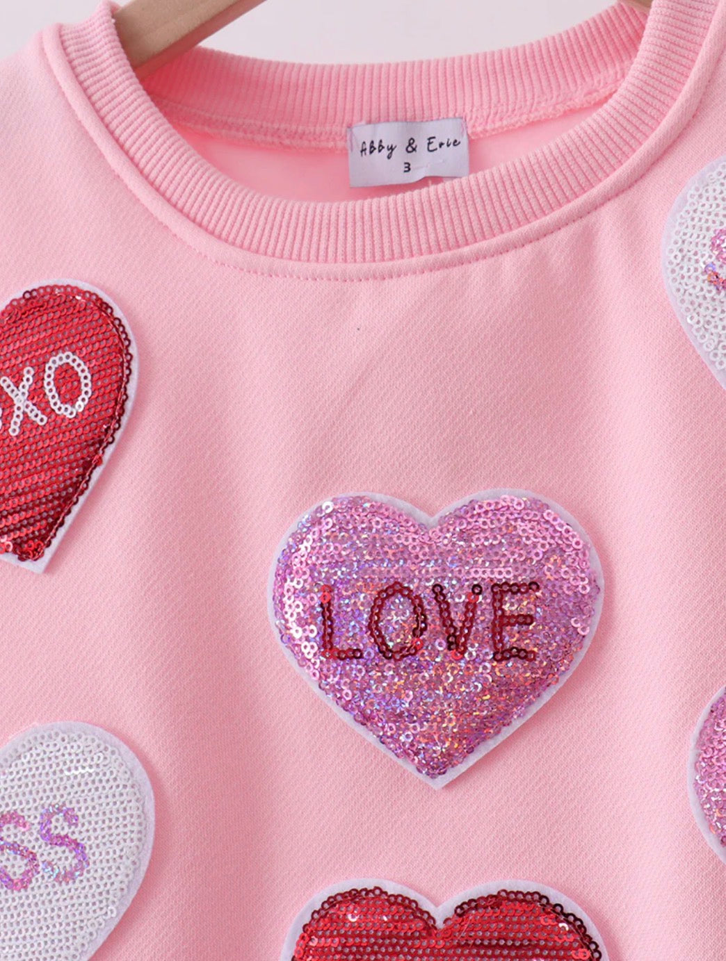 Pink Sequin Hearts Sweatshirt