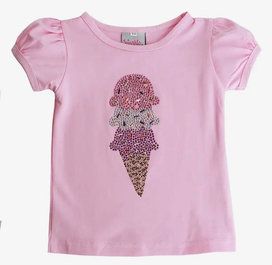 Rhinestone Ice Cream Puff Sleeve Top