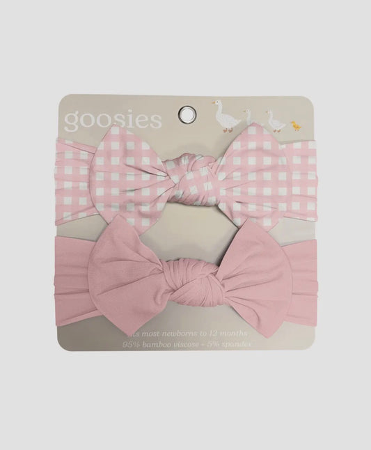 Pink Gingham Headband Set