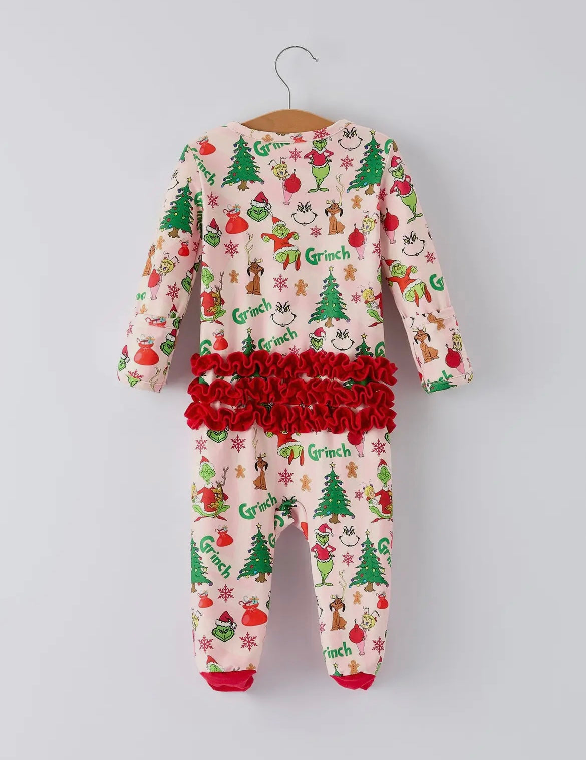 Pink Ruffle Grinch Romper