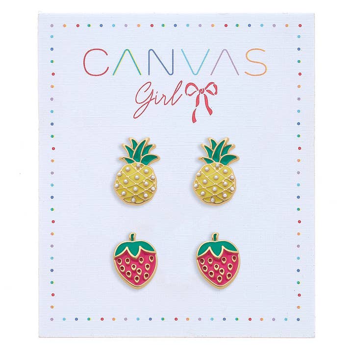 Madeleine Strawberry & Pineapple Stud Earrings